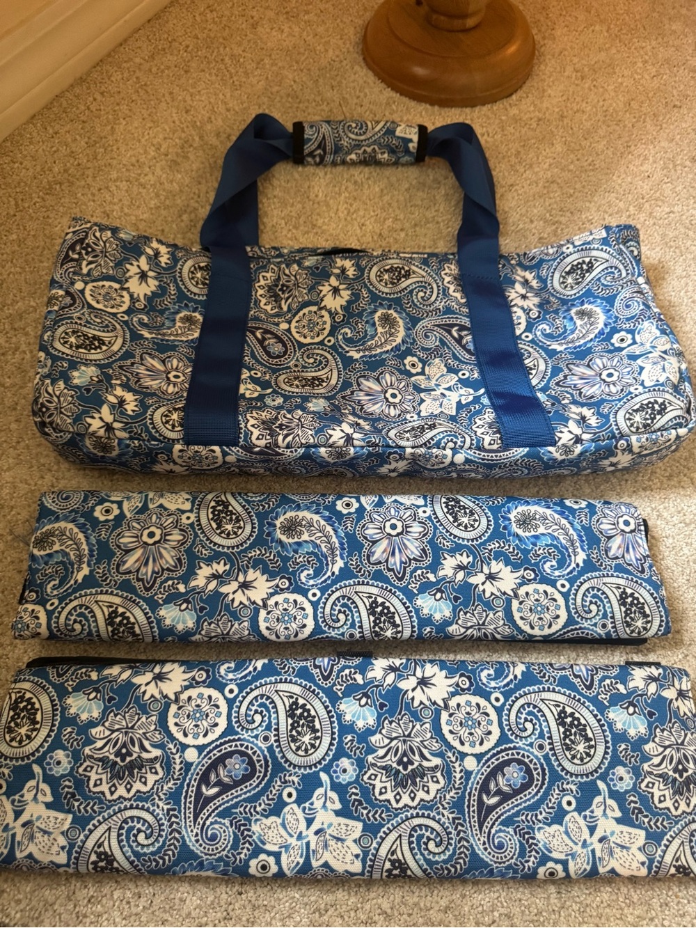 Blue Paisley Mahjong Storage Zipper Bag with 2  Matching Velcro Sleeves.